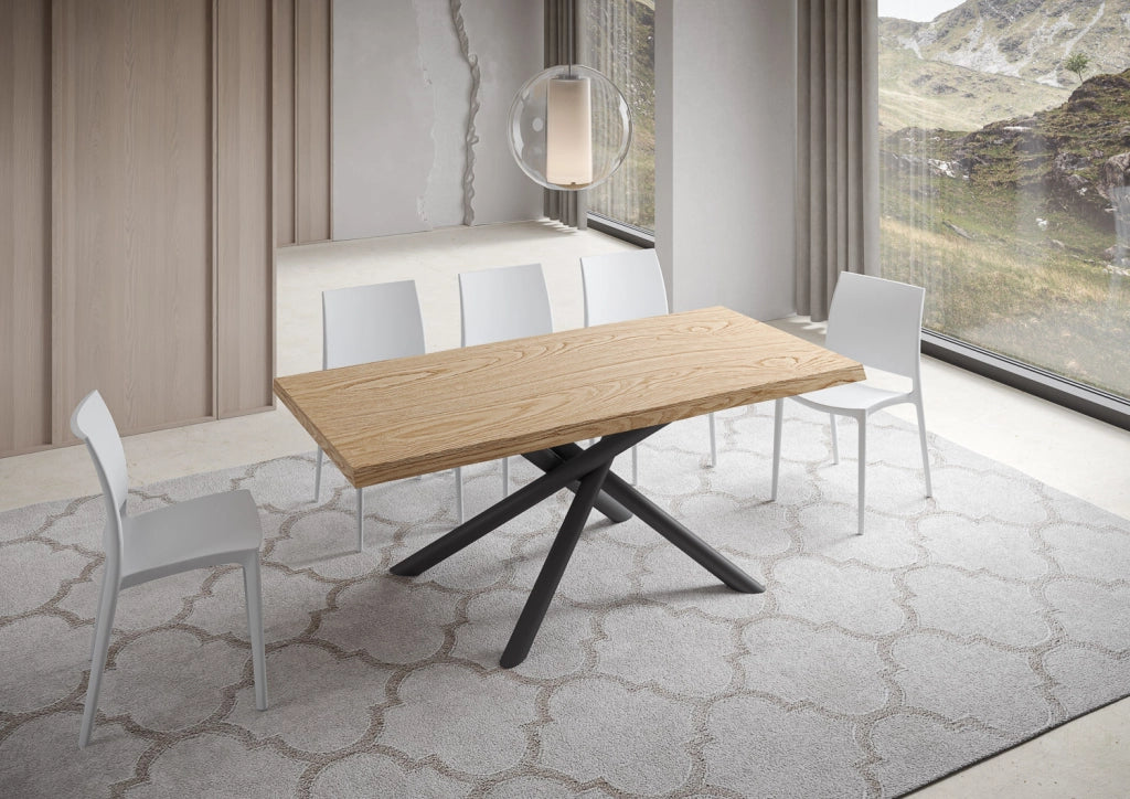 Tavolo fisso 90x200 cm Vindral scortecciato rovere gambe antracite