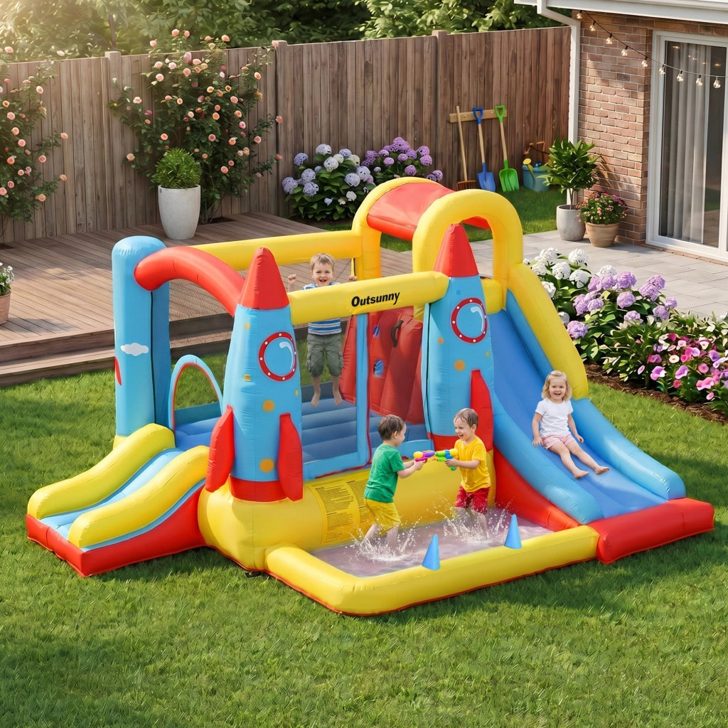Casetta gonfiabile per bambini con 2 scivoli e piscina ¨C zephmum ¨C 330x265x185 cm multicolore