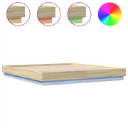 Letto matrimoniale | Letto per adulti | Giroletto con Luci LED Rovere Sonoma 200x200 cm