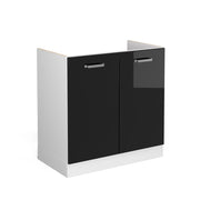 Vicco Base per lavello Nero lucido 80 cm con ante, senza piano di lavoro