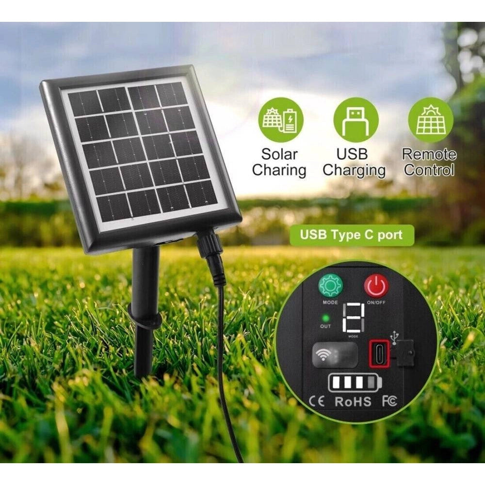 Trade Shop - Catena Luminosa Solare Da Esterno Giardino 10 Mt 10 Lampadine Luce Rgb Mz-lxy -
