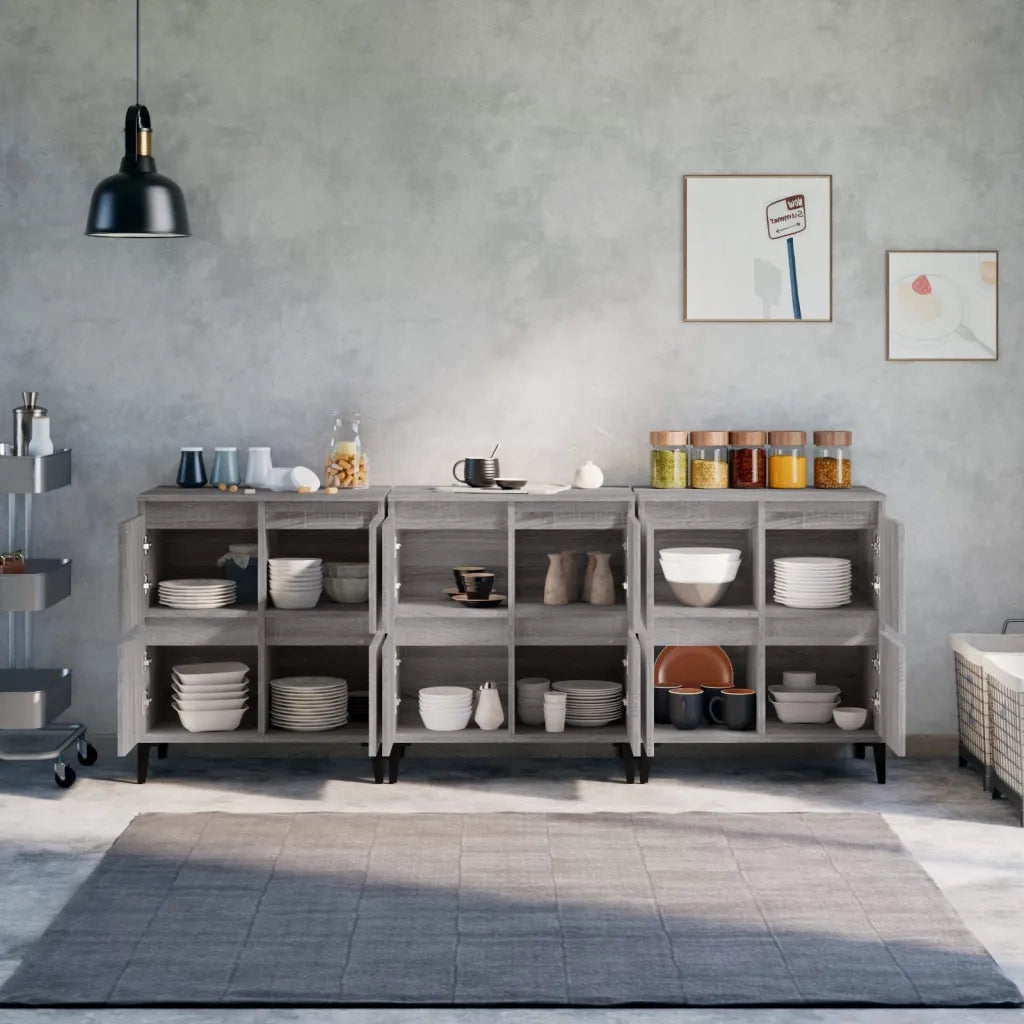 Credenze 3pz Grigio Sonoma 60x35x70 cm in Legno Multistratocod mxl 125436