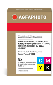 ORIGINAL Agfa Photo Multipack nero / ciano / magenta / giallo APCCLI526SETD CLI-526BK,C,M,Y ~2576 Seiten Agfa Photo PGI-525PGBK, CLI-526BK, CLI-526C, CLI-526M, CLI-526Y