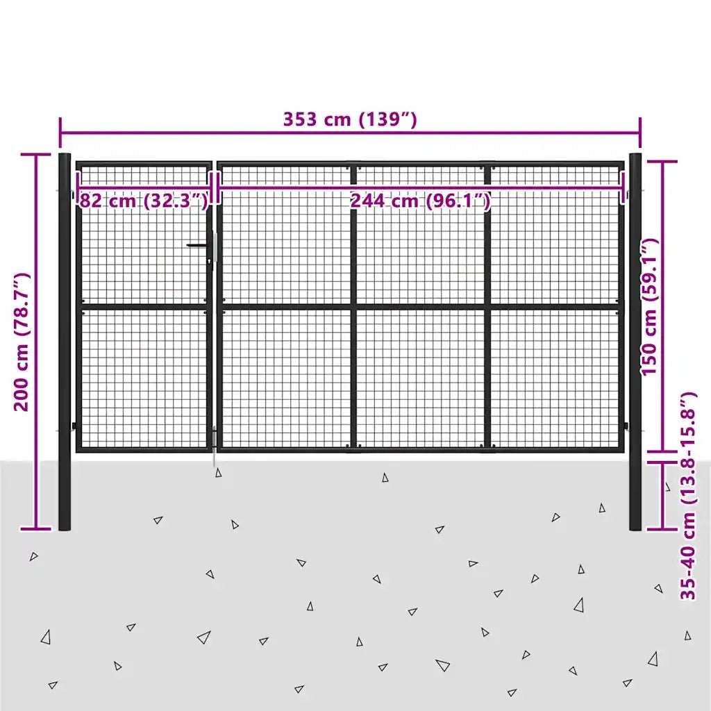 Cancello di Recinzione in Acciaio 350x150 cm Antracite