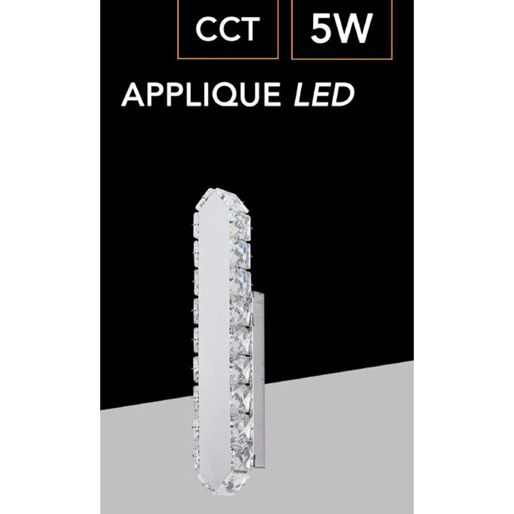 Trade Shop - Applique Led Lampada Da Parete 5w In Acciaio Vetro Interruttore Cct Switch Moderno Aq21-3c -