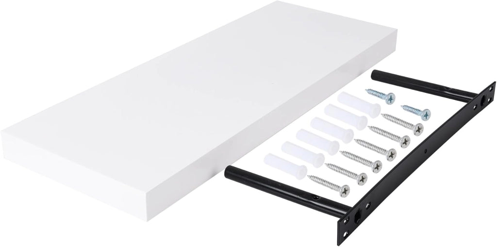 Mensola a Muro Set da 2, 25cm, Mensole Librerie da Parete Scaffale MDF Stile Rétro Ripiano Portaoggetti, Bianco, 0078QJ-2
