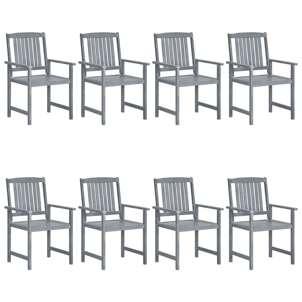 Sedie da Giardino con Cuscini 8 pz in Massello di Acacia Grigie cod mxl 9239