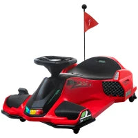 Go Kart Elettrico per Bambini 8-12 Anni Velocità 3-8 km/h per Drifting con Luci e Musica, Rosso