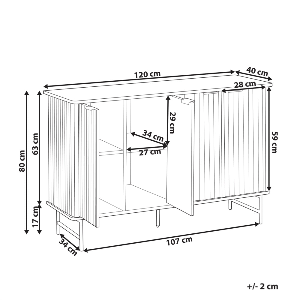 Credenza 4 ante MDF nero gambe in metallo soggiorno camera da letto classico