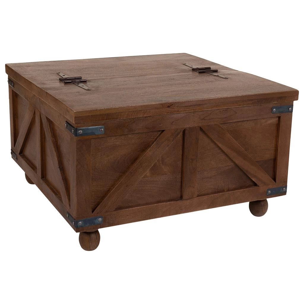 Tavolino cassaSgabello in legno marrone 76x76x45h