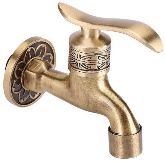Antico Stile Wasmachinekraan - Fissaggio al Muro - Rubinetto per Acqua Fredda - Ottone - Dimensioni 11x9 cm - Temperatura di Funzionamento 0-90 gradi Celsius - Rubinetto per Lavatrice