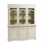 Cristalliera 3 ante legno shabby bianco anticato e tortora 156x42x205 - Mobili 2G