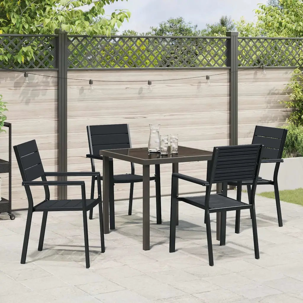 Set da Pranzo per Giardino 5 pcs Nero