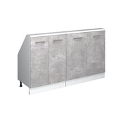 Mobile cucina sottotetto R-Line Calcestruzzo/Bianco 140 cm Set di 2 Vicco