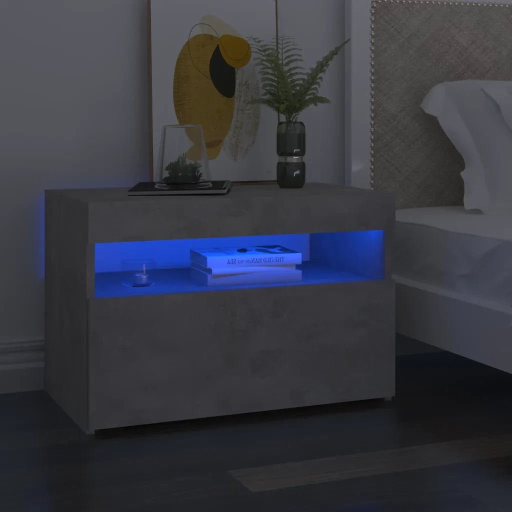 Comodino e Luci LED Grigio Cemento 60x35x40 cm in Truciolato cod mxl 51766