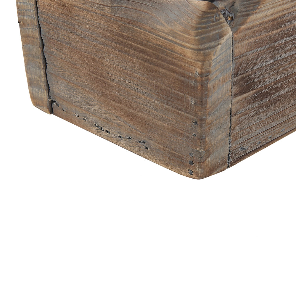 Set di 2 portacandele in marrone scuro effetto anticato fatto a mano naturale rustico