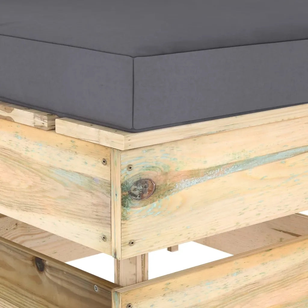 Divano Centrale Modulare con Cuscini in Legno Impregnato Verde 3074507