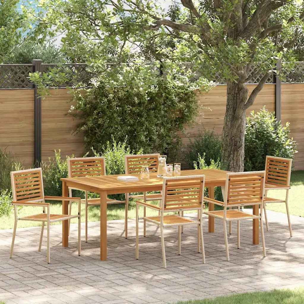 Set da Pranzo per Giardino 7 pcs Beige Legno di Acacia Massello 3365525