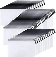Documenti A4, 42 pezzi, borse documenti con chiusura a righello, tasche per dossier con rete per righelli, righelli A4, borse documenti impermeabili per documenti, carta, cosmetici (nero)