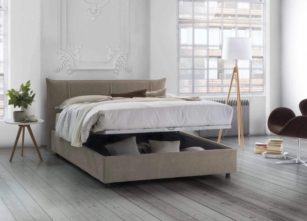 Letto Matrimoniale Ambassador, Letto Matrimoniale Sfoderabile Made in Italy, Grigio Tortora\