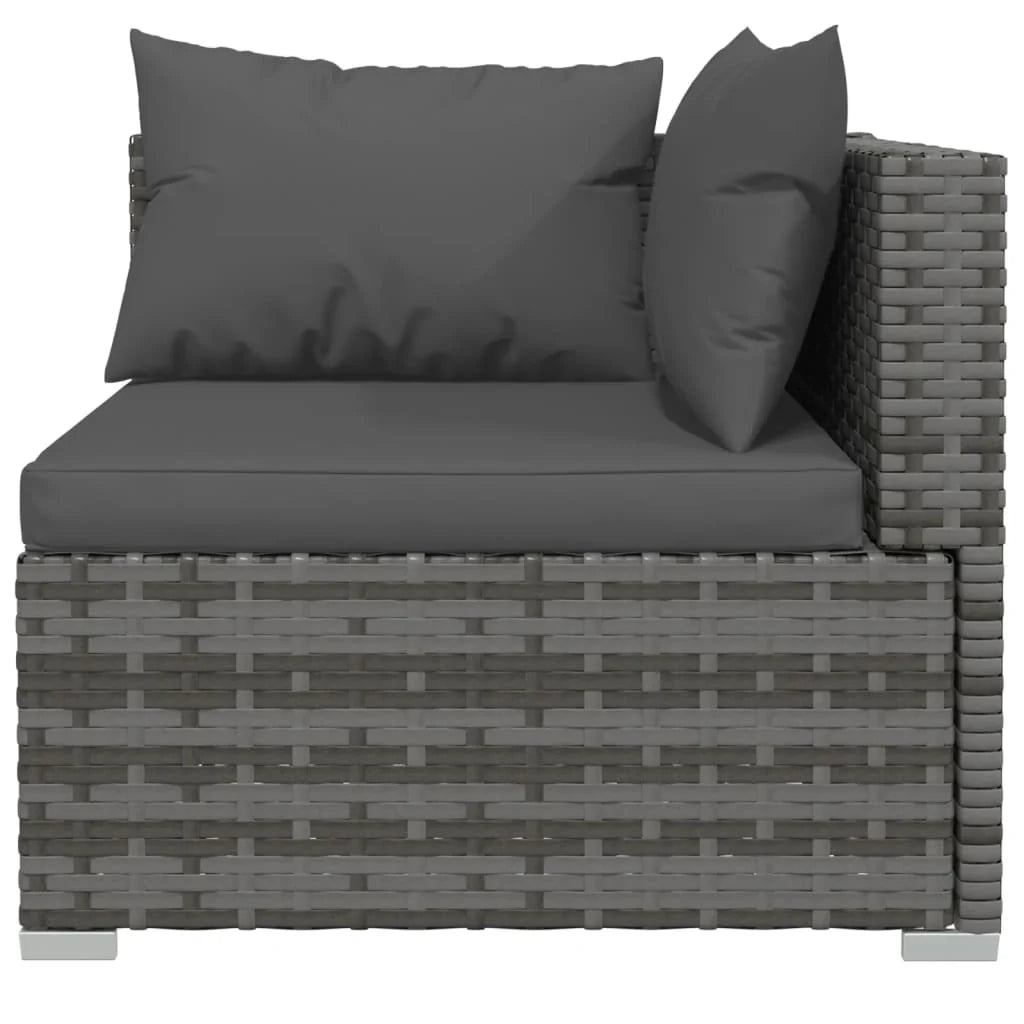 Set di mobili da giardino in polyrattan 5 pz con cuscini grigio 02_0016434
