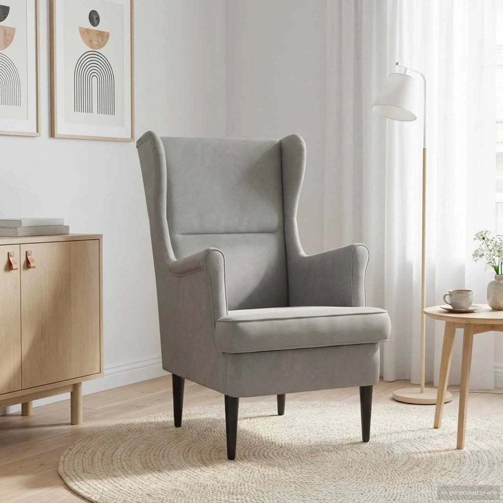 Poltrona-Divano Sedia-Poltroncina Grigio Chiaro Velluto 258843