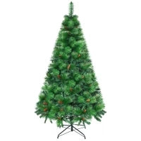 Alberello di Natale Decorato e Ignifugo per Interni con 782 Rami e Base in Metallo, Φ116x180 cm, Verde