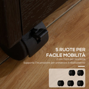 Cassettiera Portadocumenti 39,2x40x65,4 cm Cassetti con Chiavi di Sicurezza e 5 Ruote in MDF Nero