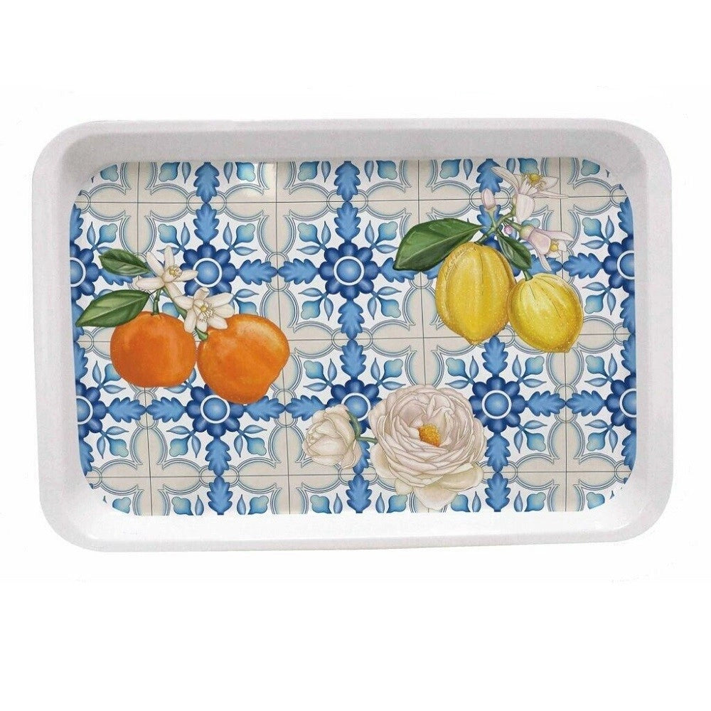 Trade Shop - Vassoio Portata In Melammina 30 X 19cm Fantasia Mediterraneo Cucina Caffe' Dolci -