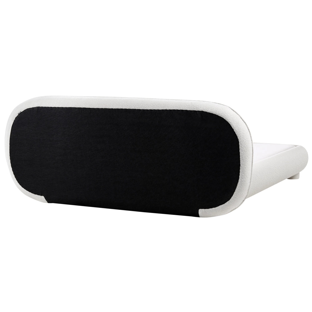 Letto rivestito in bouclé bianco sporco 180 x 200 cm design minimalista retrò camera da letto