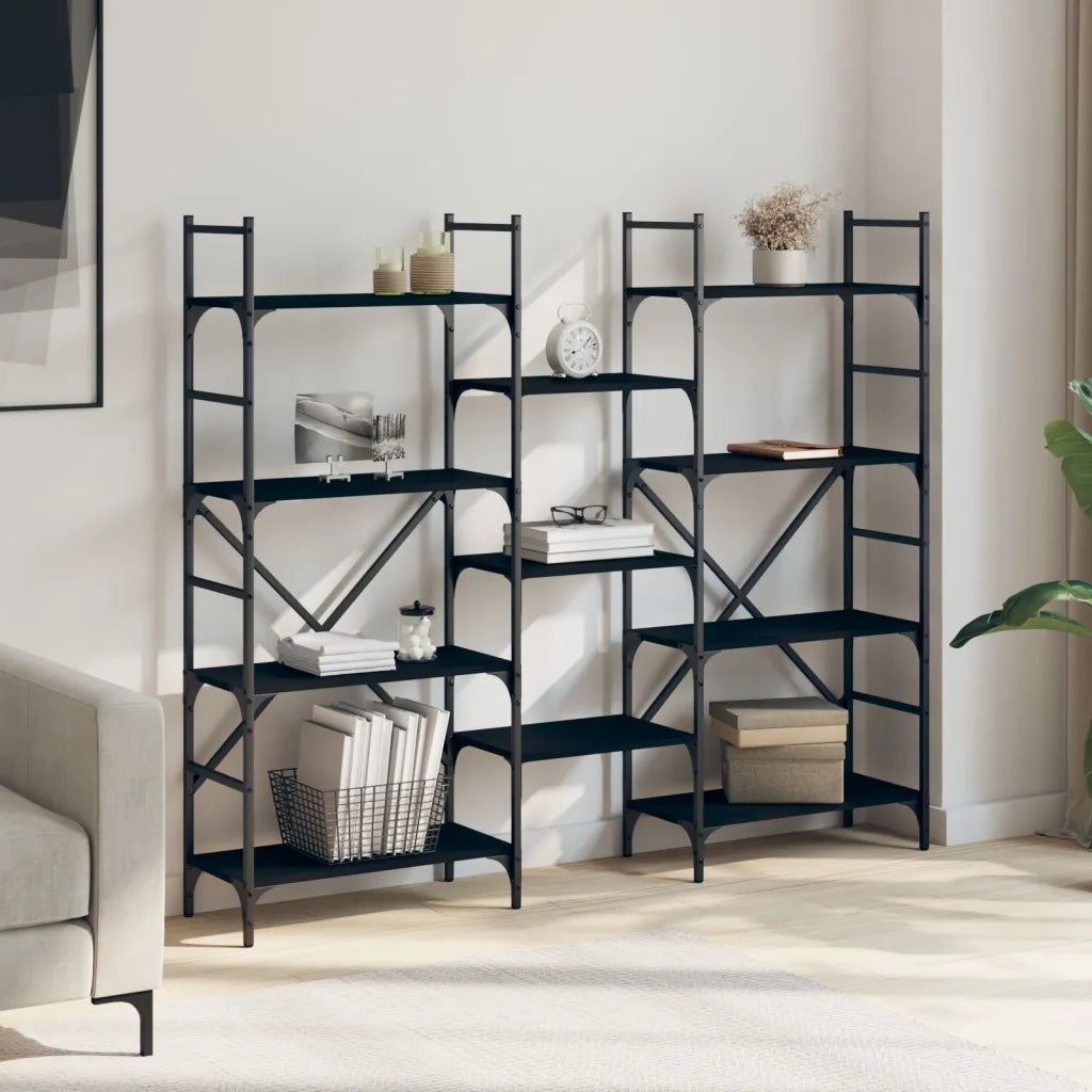 Libreria Nera 160x28,5x136,5 cm in Legno Multistratocod mxl 133972