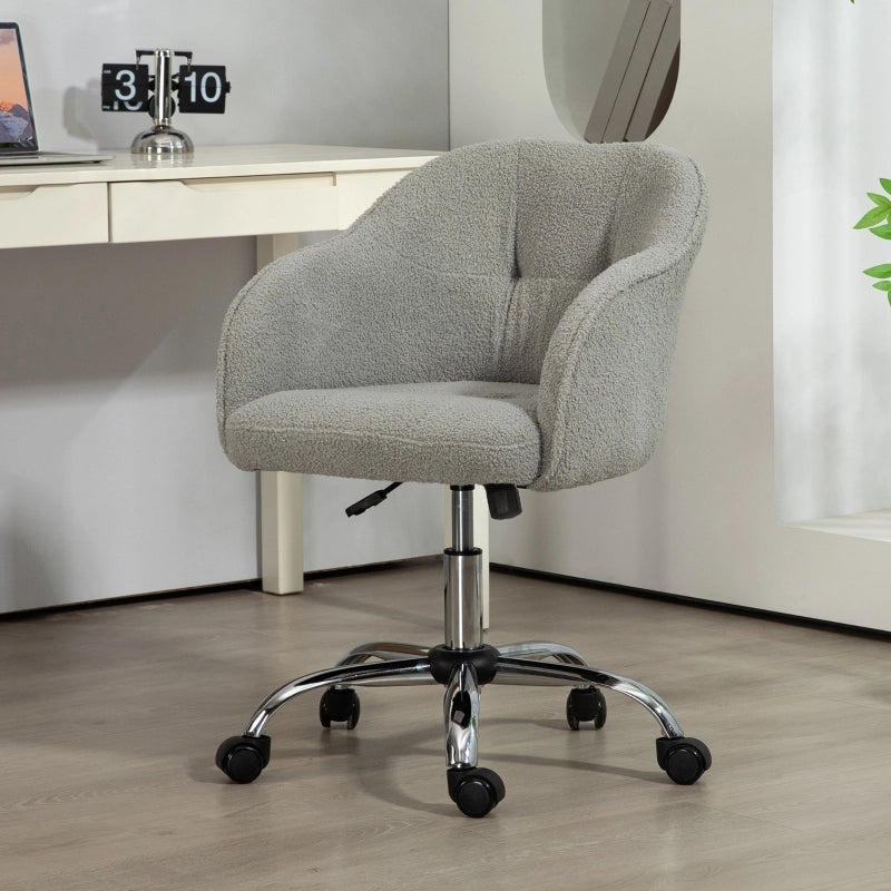Sedia da ufficio girevole ergonomica con altezza regolabile funzione dondolo braccioli e ruote in poliestere grigio