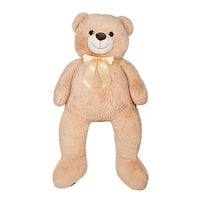 Orso di Peluche con Fiocco Dorato Altezza 150 cm Beige