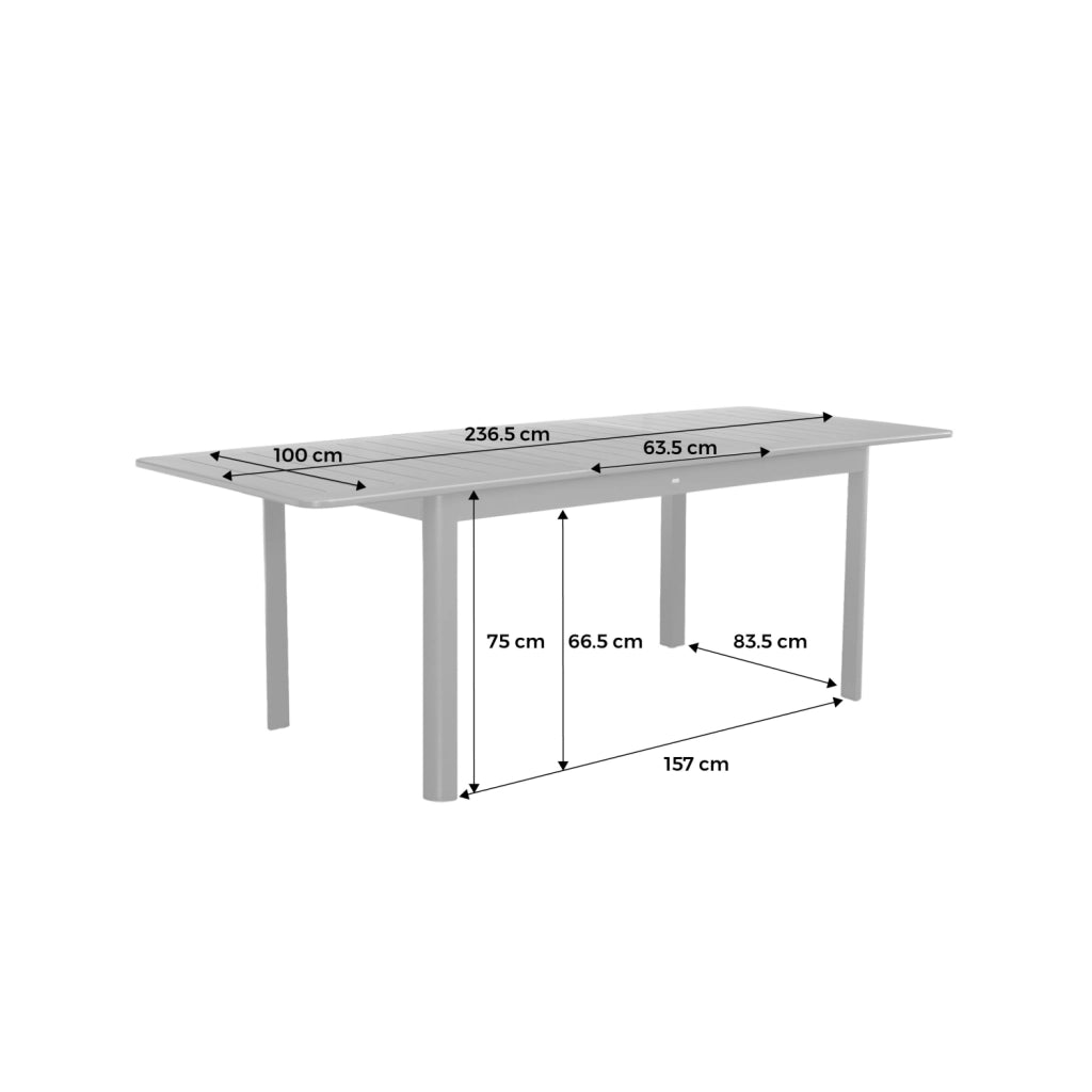 Tavolo da giardino allungabile in alluminio, 8 posti, beige