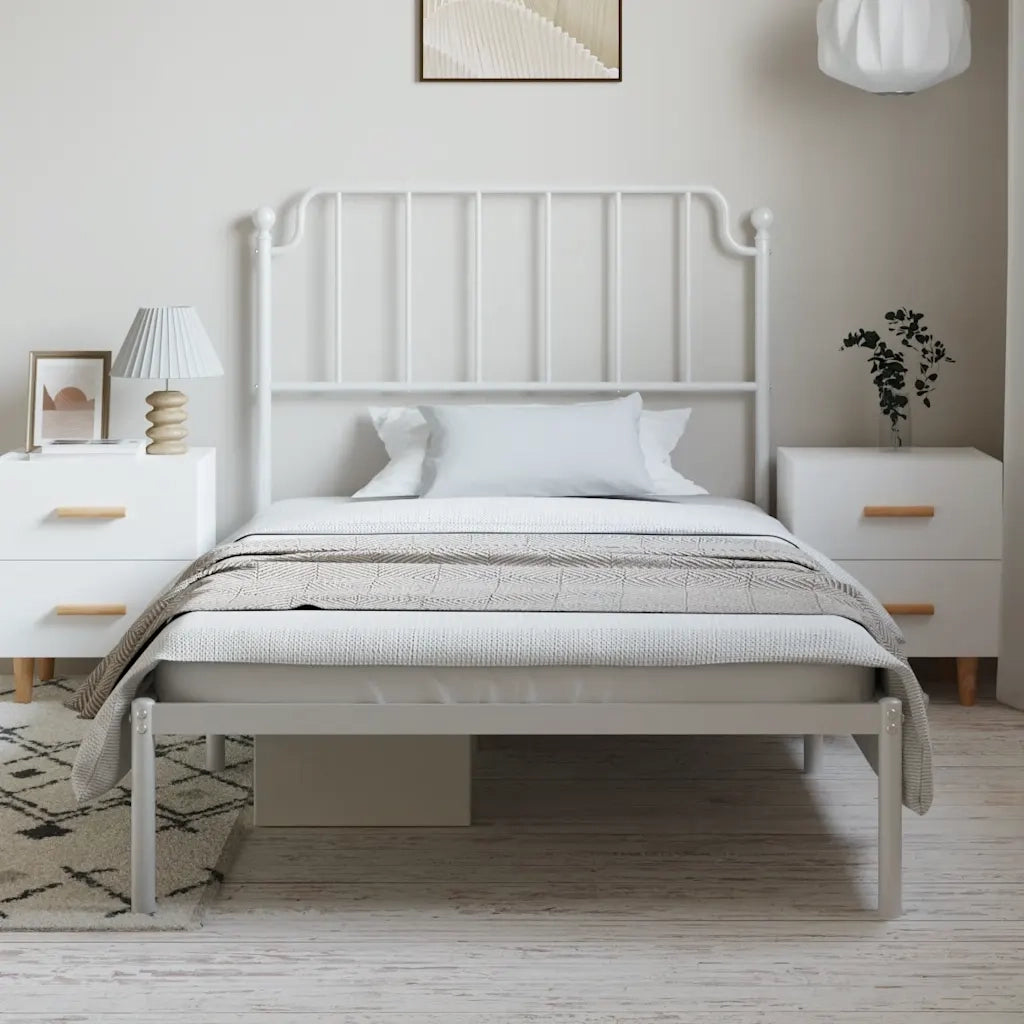 Giroletto con Testiera Metallo Bianco 100x190 cm 373930