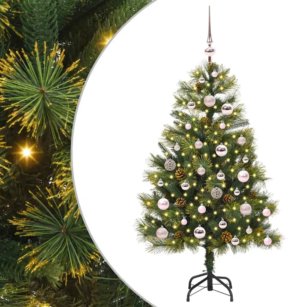 Albero di Natale artificiale pieghevole con coni Verde 120 cm 3395073