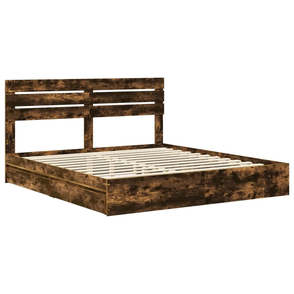 Letto con Contenitore con testiera Rovere fumé 180 x 200 cm 3411552