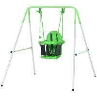 Altalena per Bambini 6-36 Mesi da Giardino e Salotto in Acciaio e PE, 122x146x122 cm, Verde