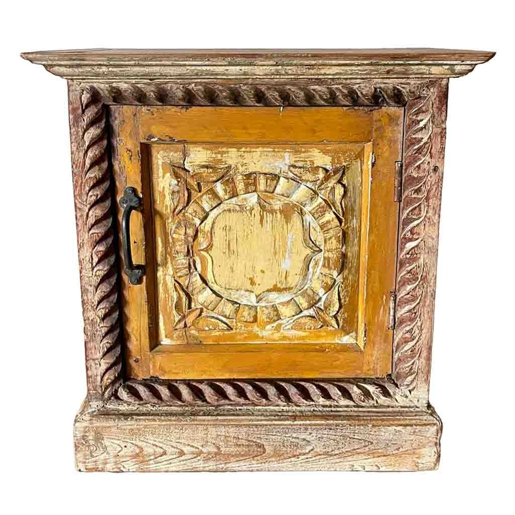 Tavolo in legno finitura artigianale marrone 50x30x56h cm