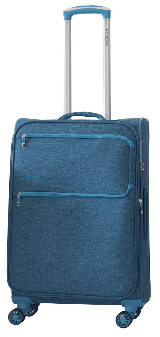 Trolley Valigia Media Morbida in Poliestere 4 Ruote TSA Ravizzoni Nettuno Blu