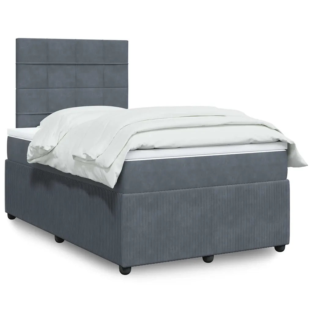 Giroletto a Molle con Materasso Grigio Scuro 120x190 cm Velluto