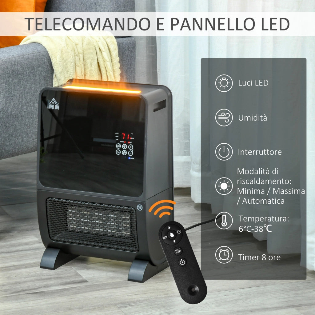 Stufa Elettrica con Umidificatore e Telecomando ¨C Zephmum ¨C Nero 33x21x49.5 cm