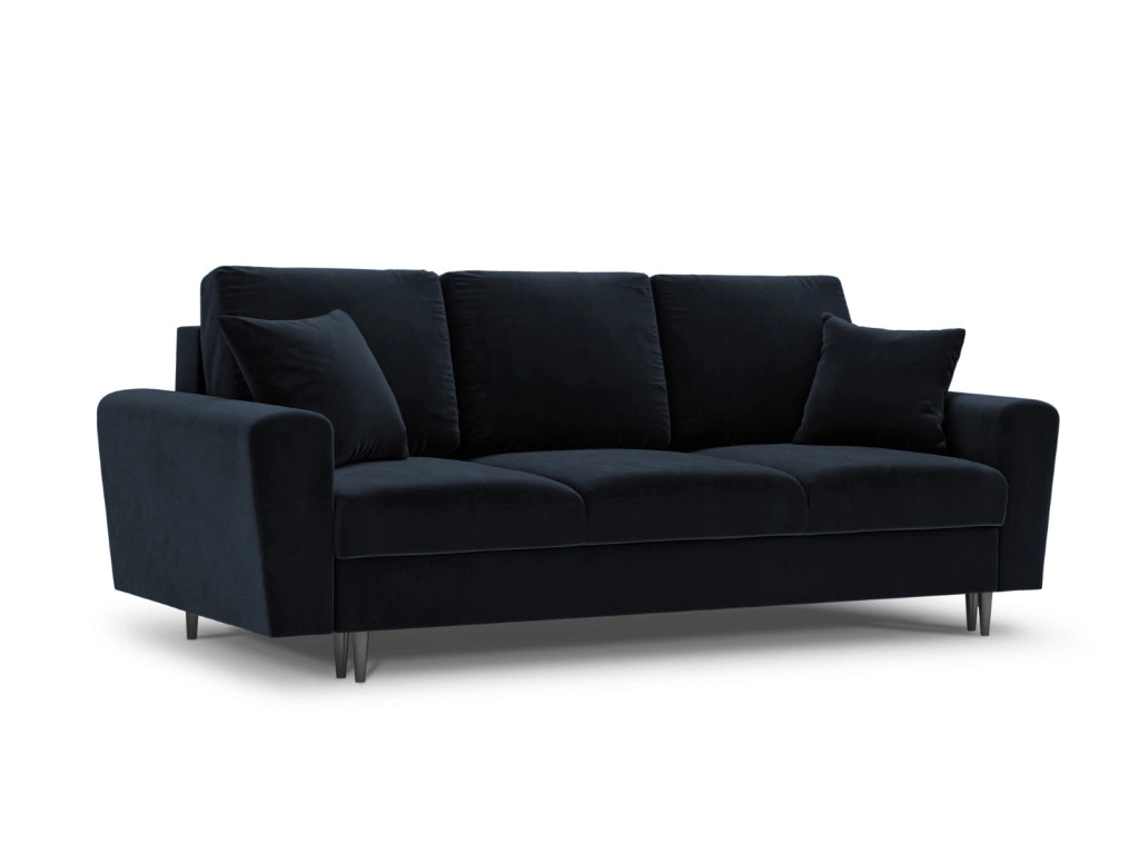 Cosmopolitan Design - Divano convertibile con contenitore "Kyoto" 3 posti in velluto blu scuro 