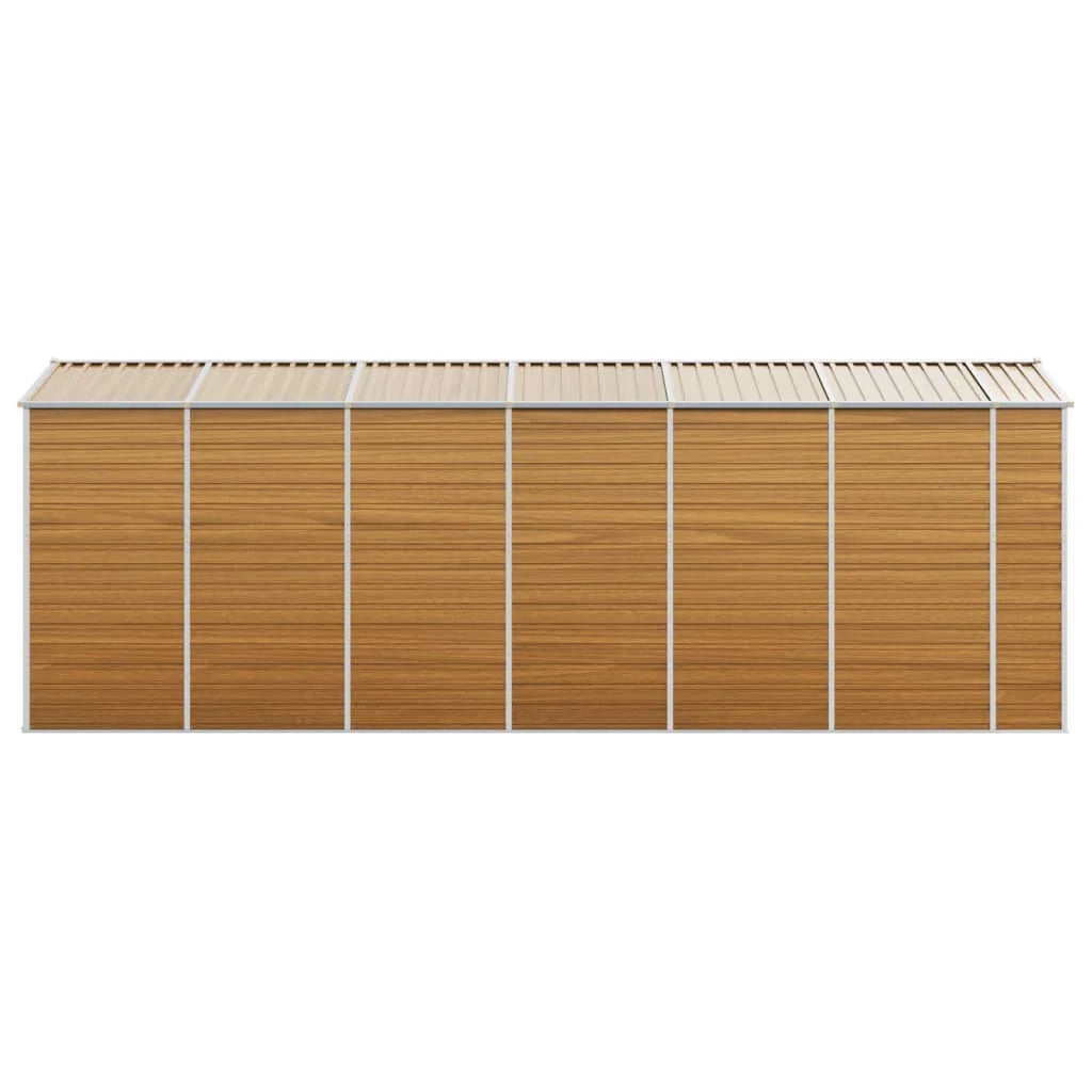 Casetta da giardino cabina ripostiglio casetta da esterno robusta casetta per attrezzi colore chiaro 191 x 555 x 198 cm acciaio zincato marrone 02_0022293