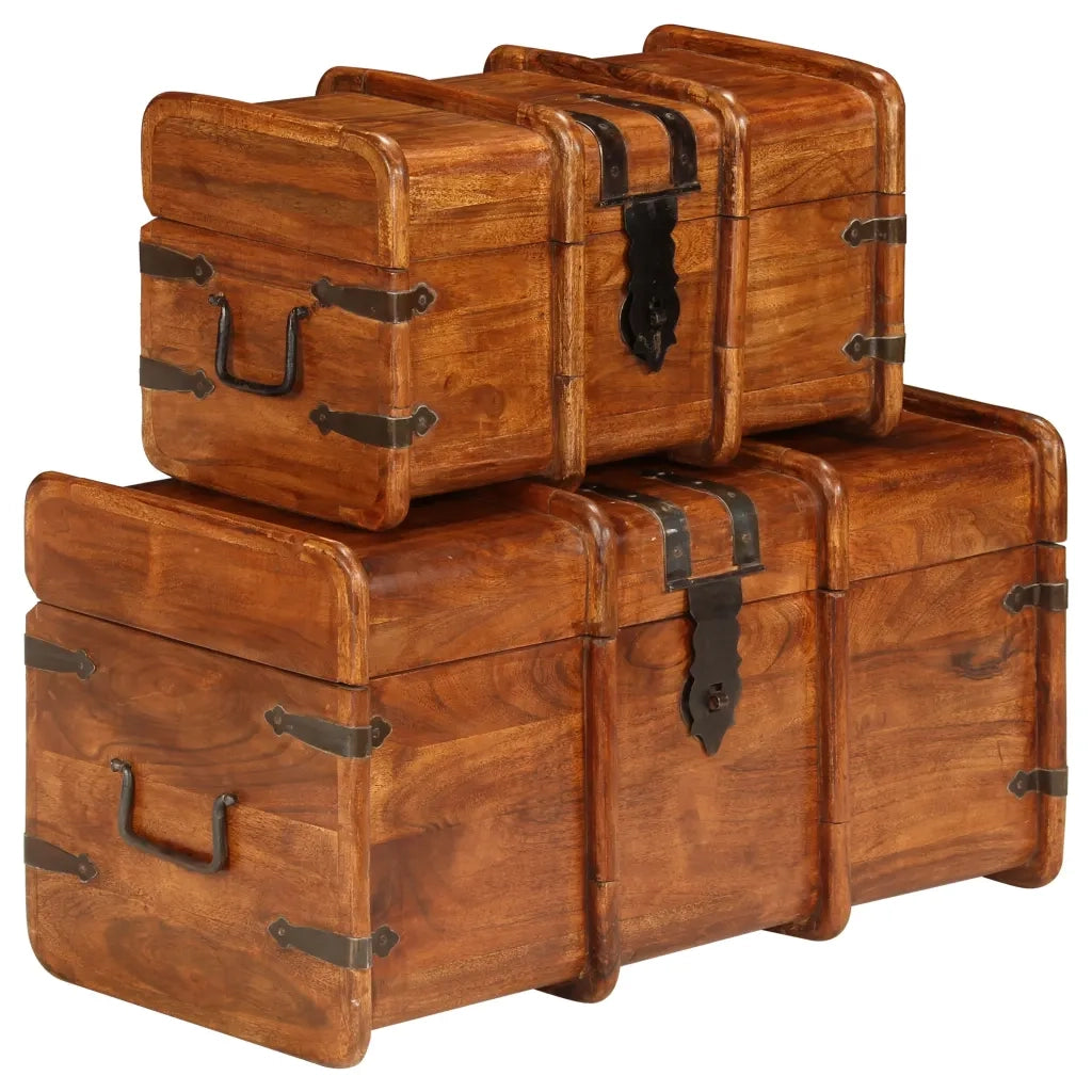 Set Forzieri 2 pz in Legno Massello di Acacia e Finitura Ambra 245656