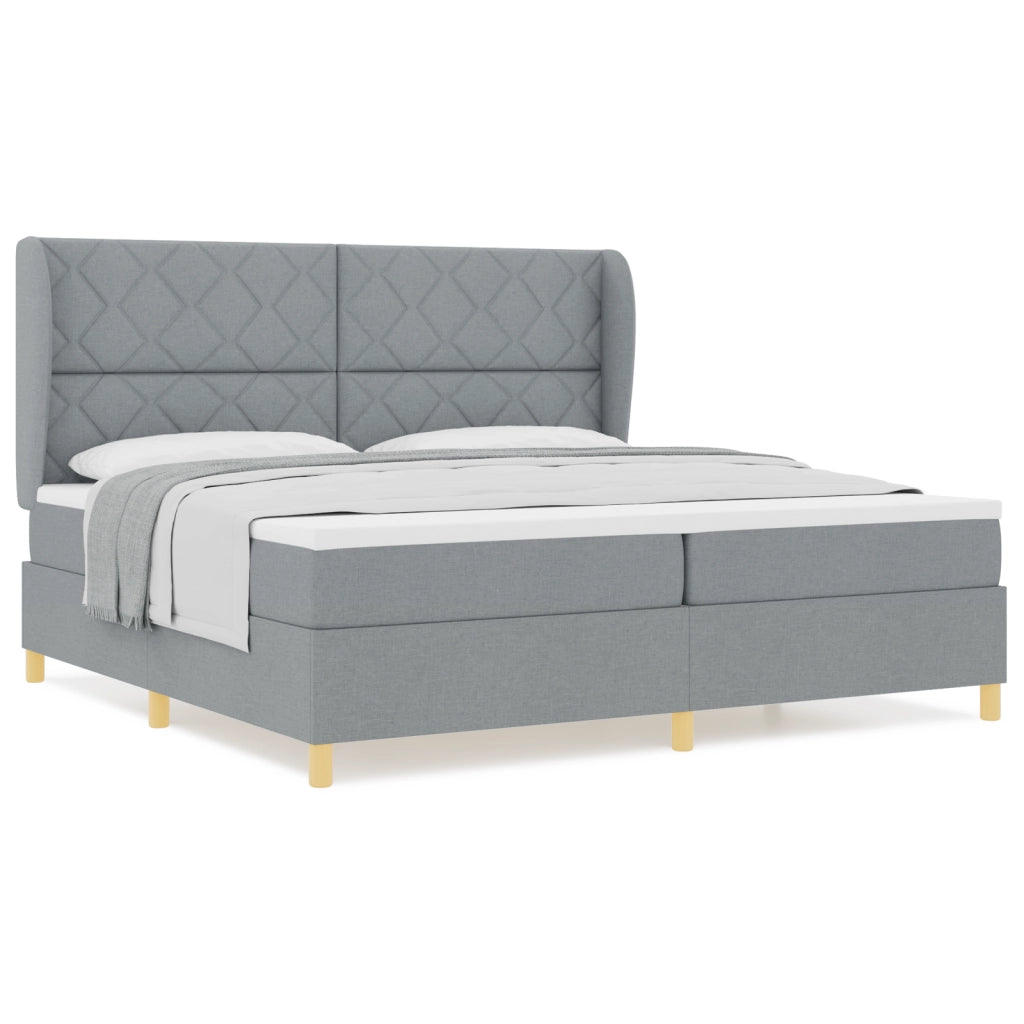 Letto a Box Spring con Materasso Grigio Chiaro 200x200 cm Tessuto