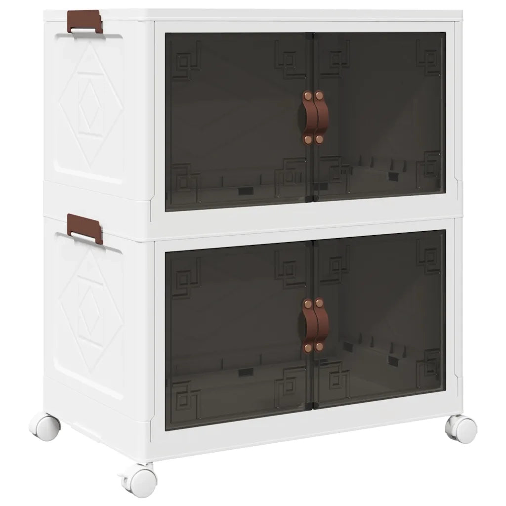 Scatola Portaoggetti con Ruote 2 Livelli 75 L 64x40x76 cm 4012368