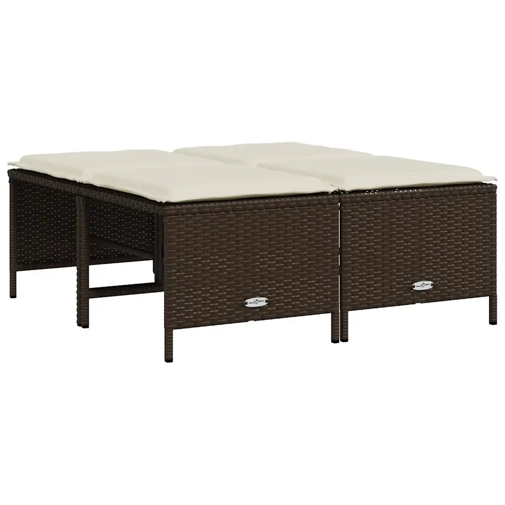 Sgabelli da Giardino con Cuscini 4 pz Marrone in Polyrattan CFW7226255