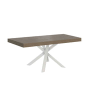 Tavolo allungabile 90x90/194 cm Clerko Premium tortora gambe bianche