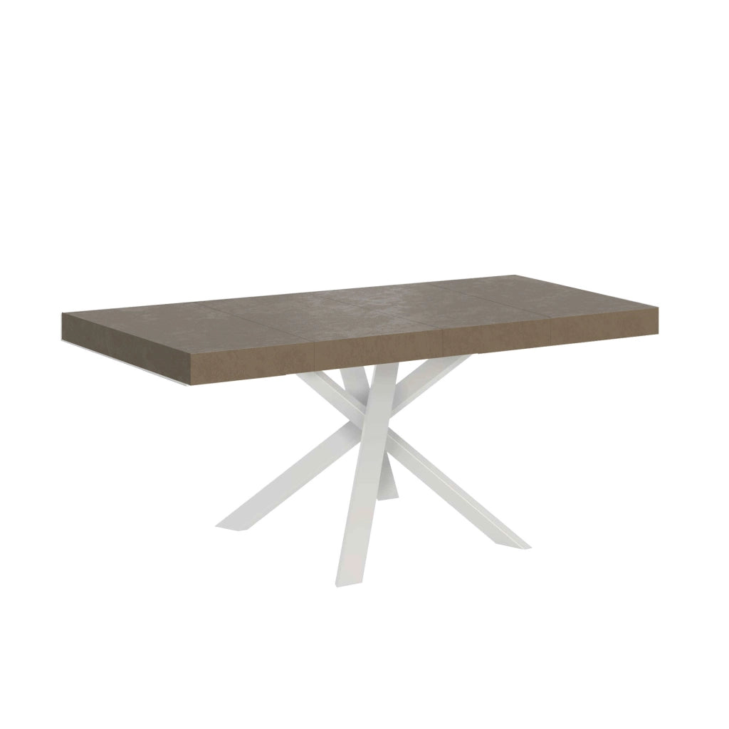Tavolo allungabile 90x90/194 cm Clerko Premium tortora gambe bianche